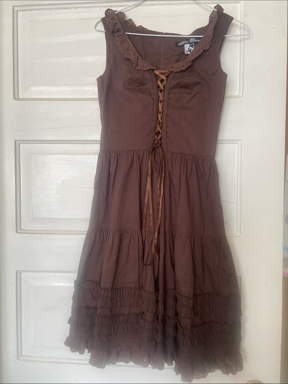 Spin Doctor Cottage Core EGL Japanese Lace-Up Tiered Dress XS